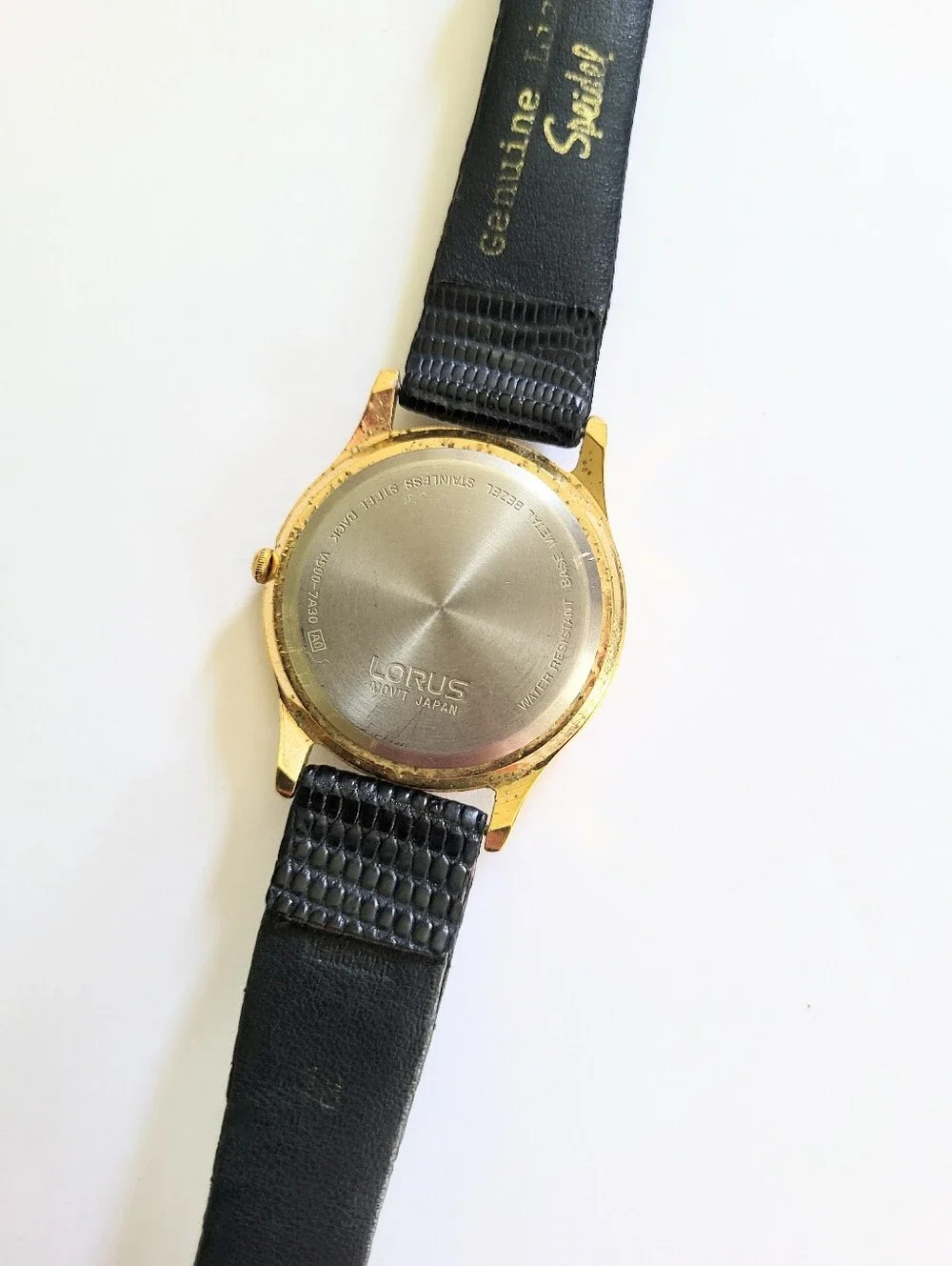 1990's Vintage Disney Mickey Mouse Lorus Watch Iridescent Blue Pearl Disneyana